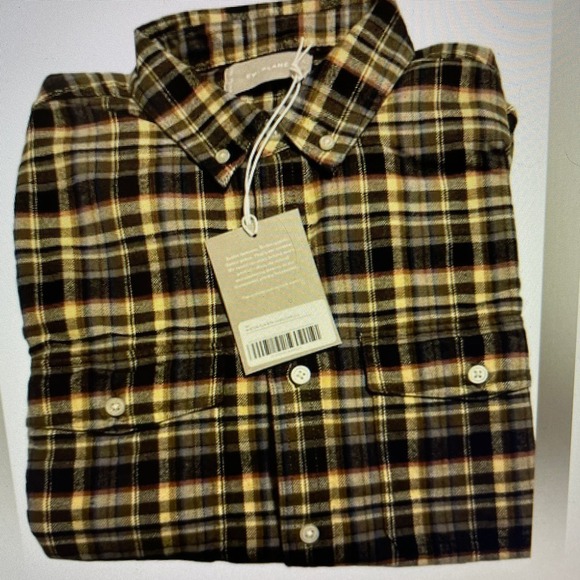 Flannel Shirt Everlane Mens Brushed Flannel Brown Plaid Cotton Long Size… - Picture 12 of 15